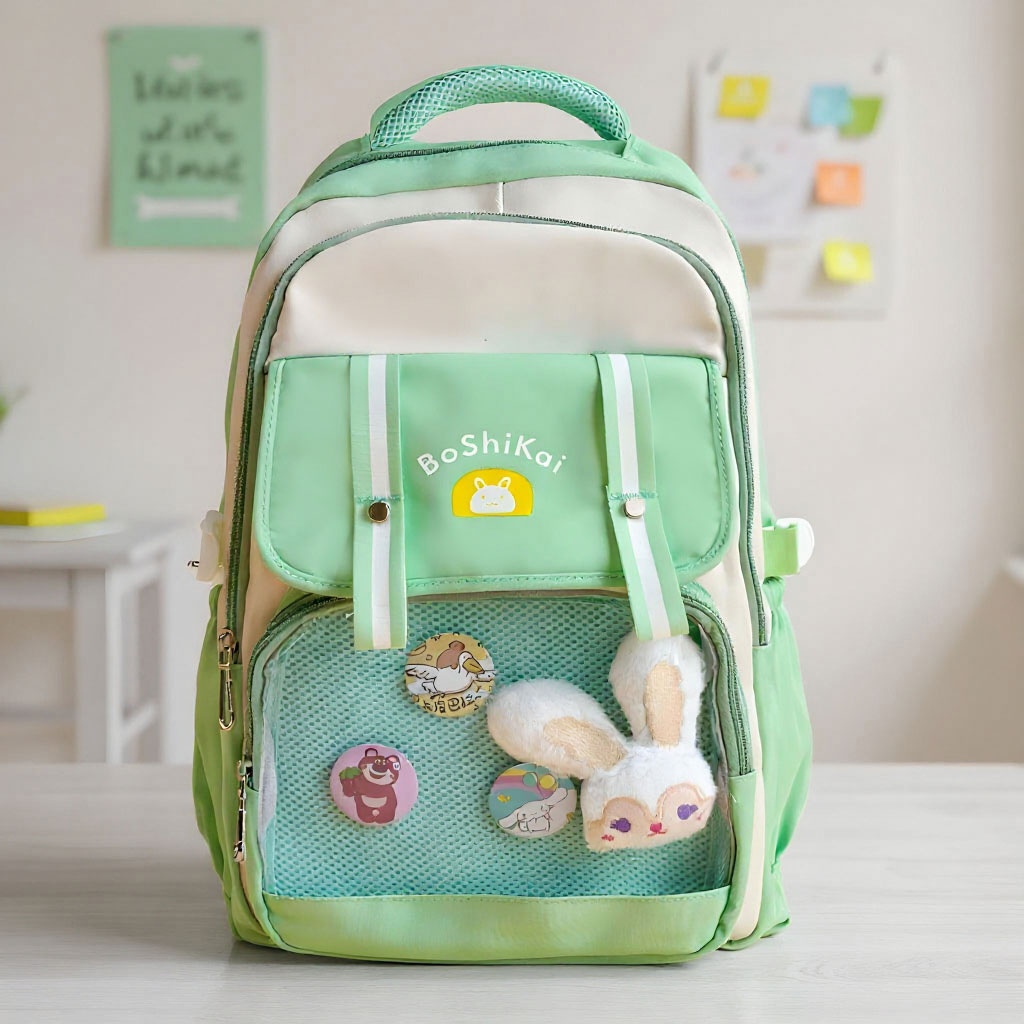 Sac à Dos Scolaire pour Enfants Style Kawaii BoShiKai Noir – حقيبة ظهر مدرسية للأطفال - Image 3